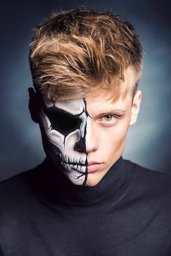 Skull makeup for men for Halloween - 2023 15 ideas