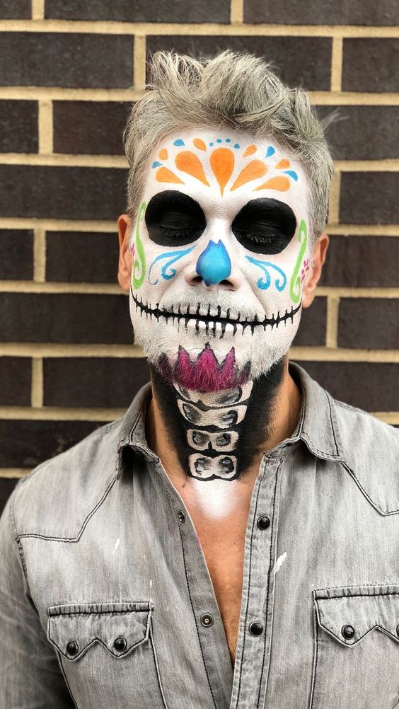 Skull makeup for men for Halloween - 2023 15 ideas