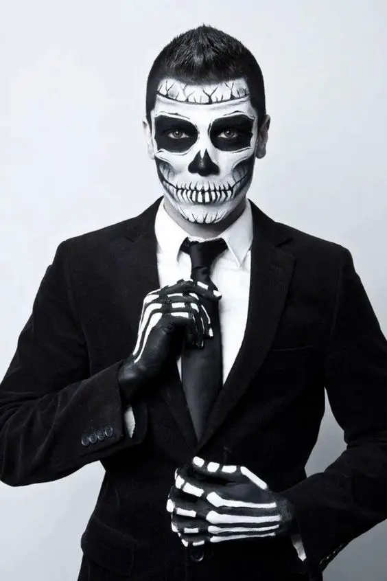 Skull makeup for men for Halloween - 2023 15 ideas