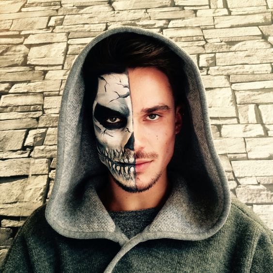 Skull makeup for men for Halloween - 2023 15 ideas