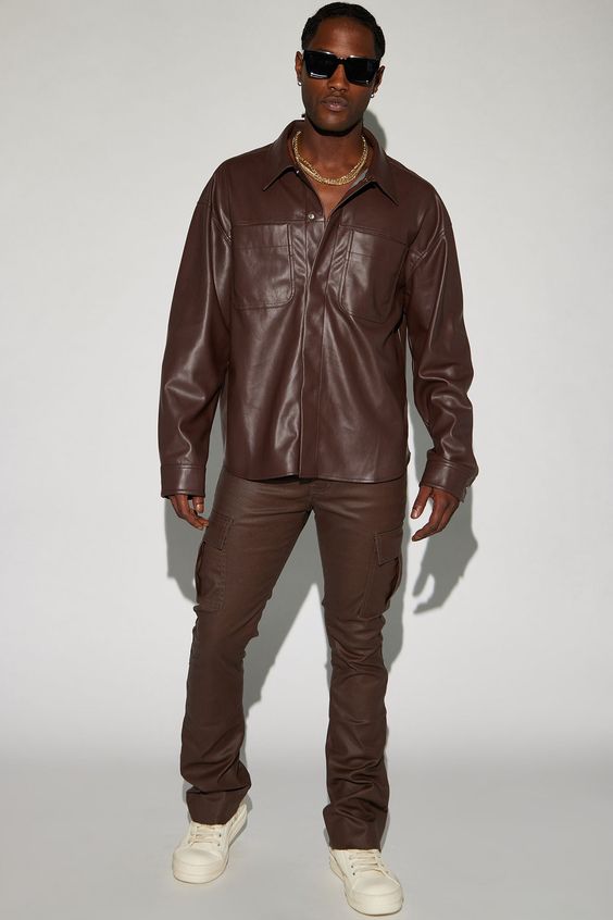 Explore 20 Stylish Men's Leather Shirt Ideas: Outfits and Trends