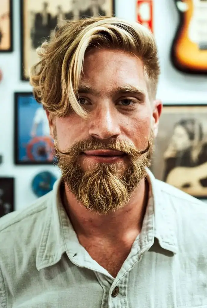 Discover 21 Stylish Hair and Beard Ideas for Blonde Men with Mustaches