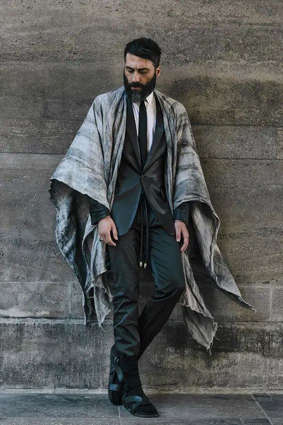 Shawl Outfit 15 Ideas For Men In 2024 Fall Update 2024   4064dd236a513e383a36d2b7d65072e3 